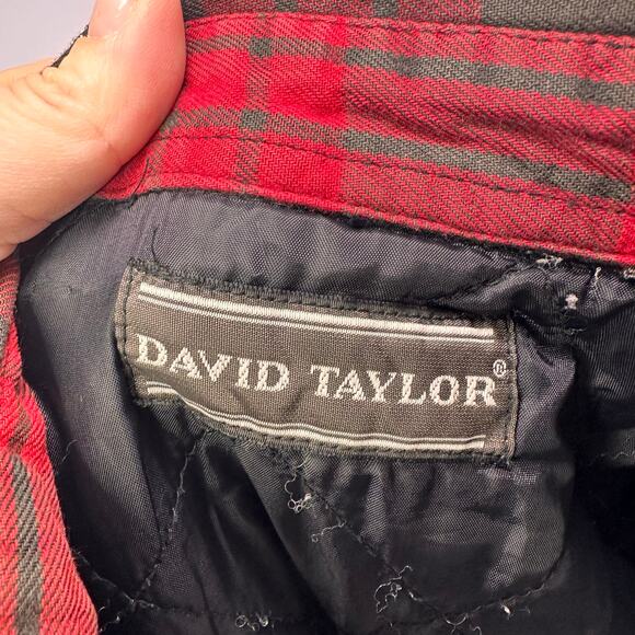 David Taylor Shirt Men's XLT Red Black Plaid Flannel Jacket Quilt Lined Trucker - Picture 6 of 6